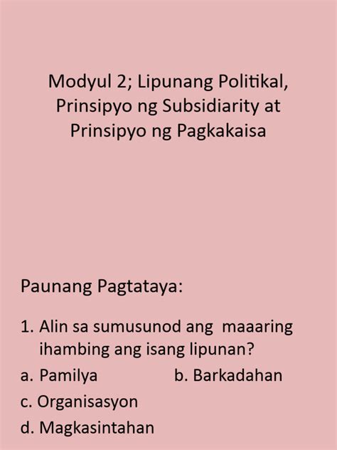 subsidiary tagalog halimbawa|EsP 9 Module 2 Part 1 Lipunang Politikal, Prinsipyo ng  .